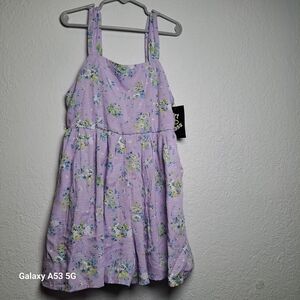 Art Class Purple Floral Kids Dress
